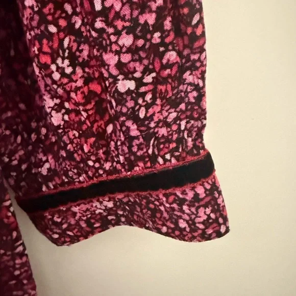 J. Jill Burgundy Floral Print V-Neck Long Sleeve Dress - Picture 4 of 9